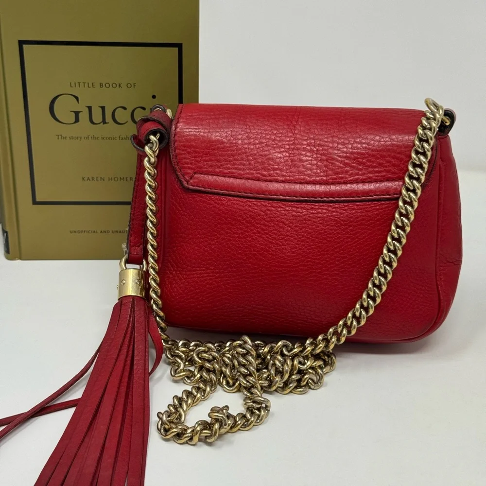 💯 Authentic Gucci Red Soho Small Crossbody Bag with Iconic GG Logo - Picture 5 of 10